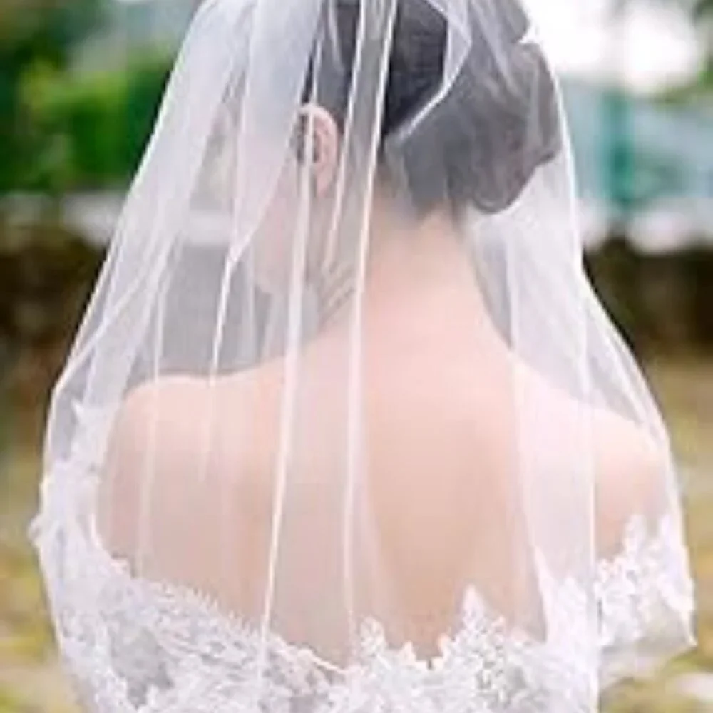 Shoulder Length Veil with Comb New White Lace Tulle Wedding